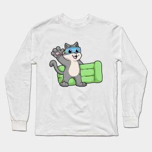 Cat at Swimming with Swimming goggles Long Sleeve T-Shirt